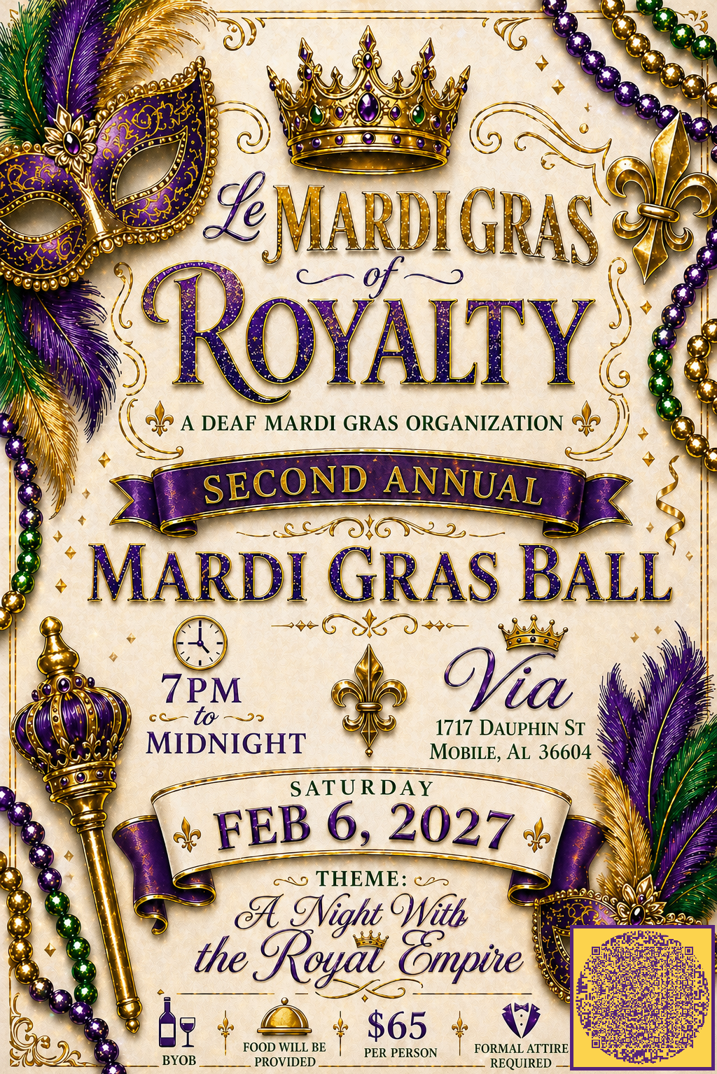 Le Mardi Gras of Royalty — Deaf Society logo