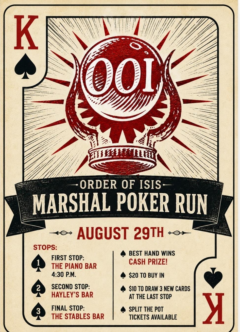 Order of Isis Marshal Poker Run flyer