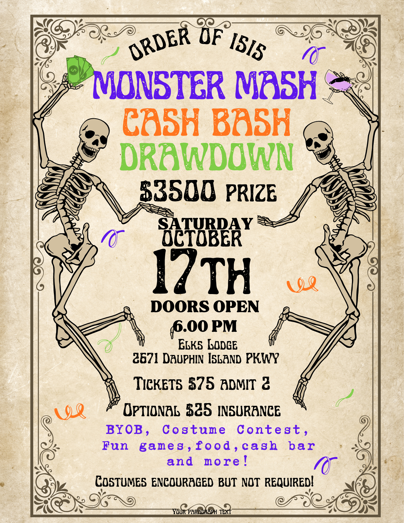Monster Mash Cash Bash flyer preview